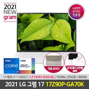 LG 그램 2021 i7 17Z90P-GA70K 웹캠 대화면 인텔i7 노트북 [인텔11세대 DDR4 8GB SSD NVMe 256GB]