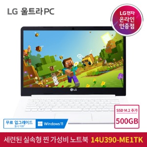 LG 울트라PC 노트북 14U390-ME1TK + SSD M.2 500GB 추가 [인강용 재택근무 초특가 가성비 노트북]