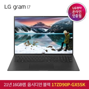 LG 그램 2021 17ZD90P-GX5SK 웹캠 대화면 고화질 인텔i5 노트북 [인텔11세대 LPDDR4x 16GB SSD NVMe 256GB]